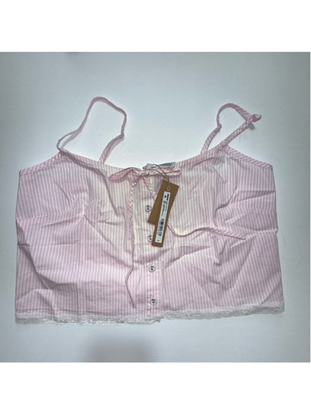 Women's SKIMS Pink & White Striped Cotton Poplin Sleep Tank XS